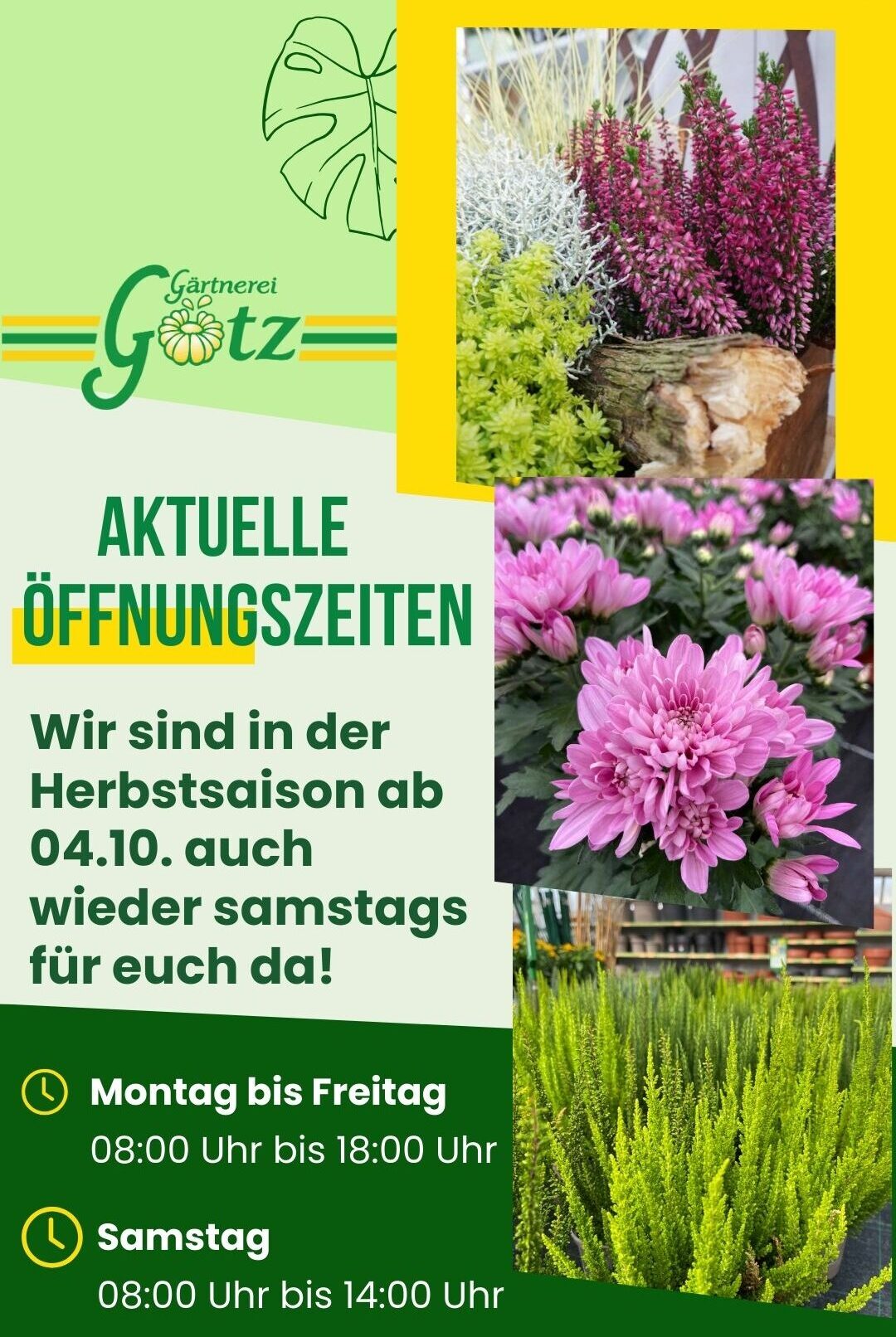 Herbstöffnungszeiten